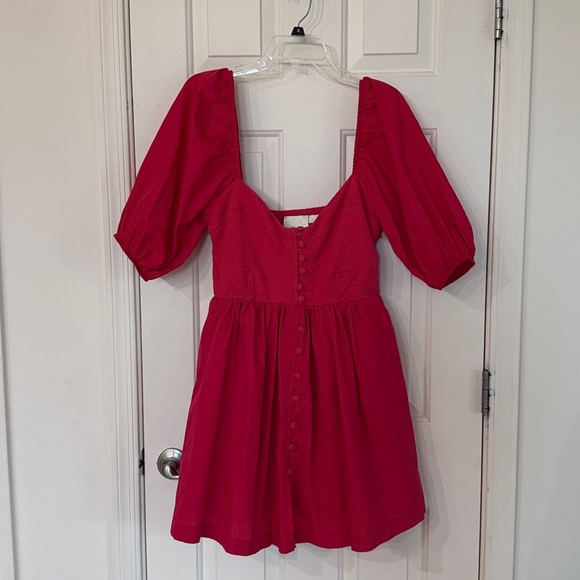 Maeve Like New Puff-Sleeve Sweetheart Mini Dress in Red Size Medium - Picture 4 of 7